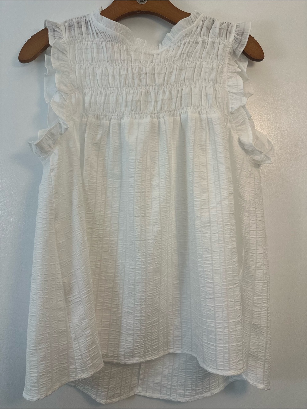 Umgee White Smocked Ruffle Sleeve Camisole